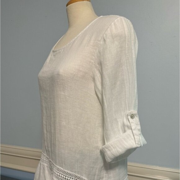 Terzo Millennio - linen and crochet long sleeve tunic - Picture 4 of 10